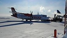An ATR 42 at Cambridge Bay Airport