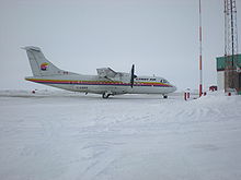 ATR 42 at Cambridge Bay Airport, older livery